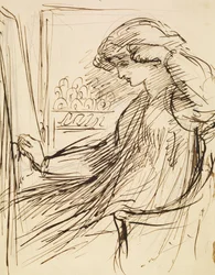 Woman Seated at an Embroidery Frame or Easel
